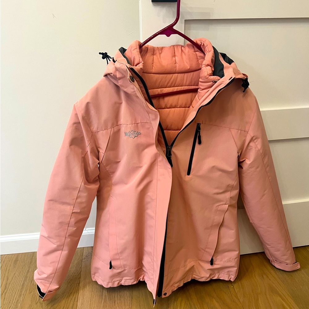 Women's Pink 3-in-1 Ski Jacket. Waterproof Ski Jacket, Winter Coat, Rain Coat.